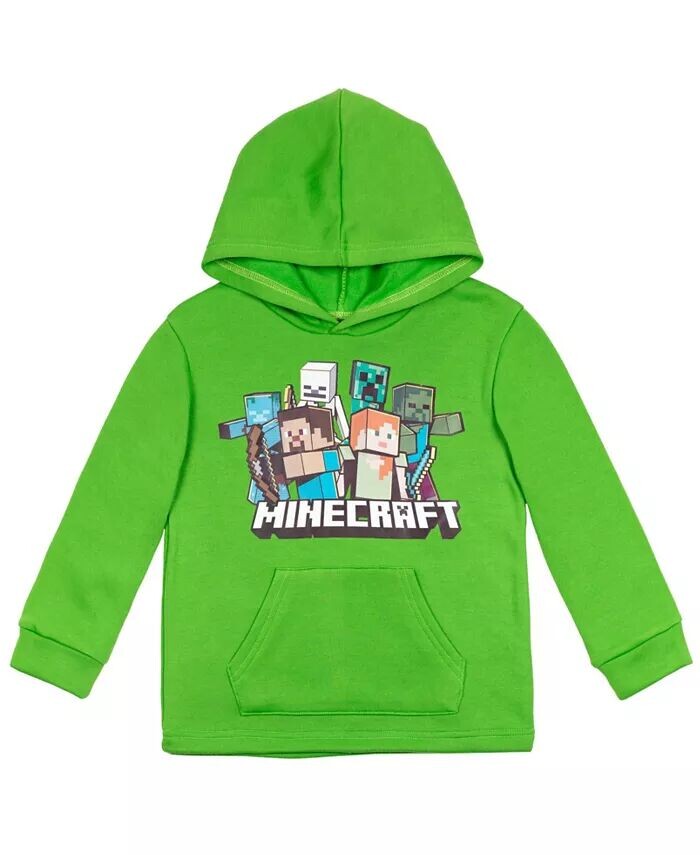

Флисовый пуловер с капюшоном для маленьких мальчиков (4–18–20 лет) Minecraft, зеленый