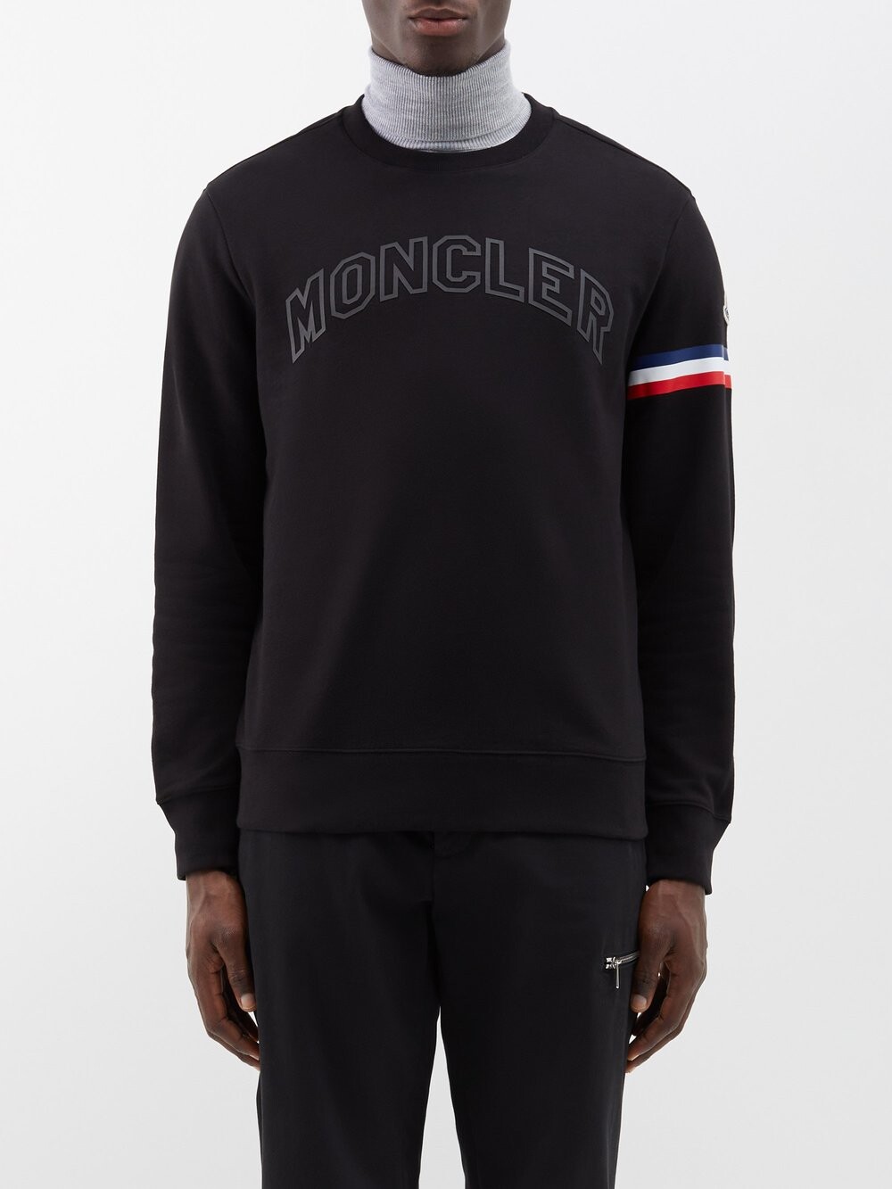 

Толстовка из хлопка и флиса с логотипом Moncler, черный