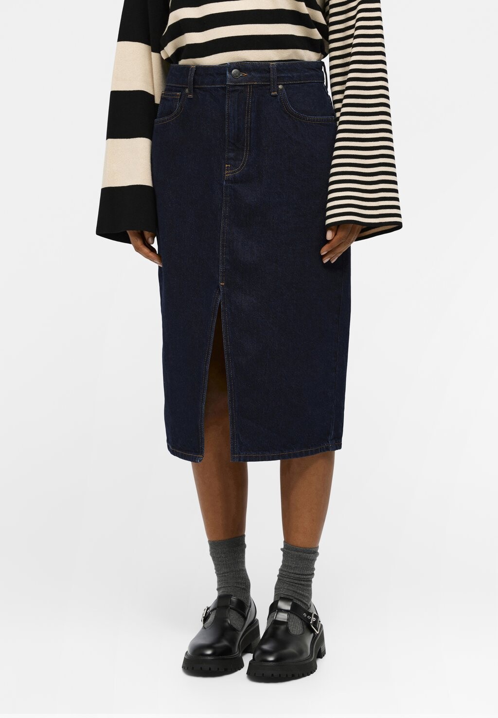 

Джинсовая юбка Objharlow Midi Object, цвет dark blue denim detai rinse wash