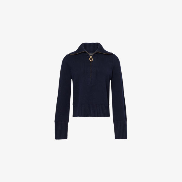 

Джемпер с высоким воротом и застежкой-молнией из смеси шерсти и кашемира Me And Em, синий