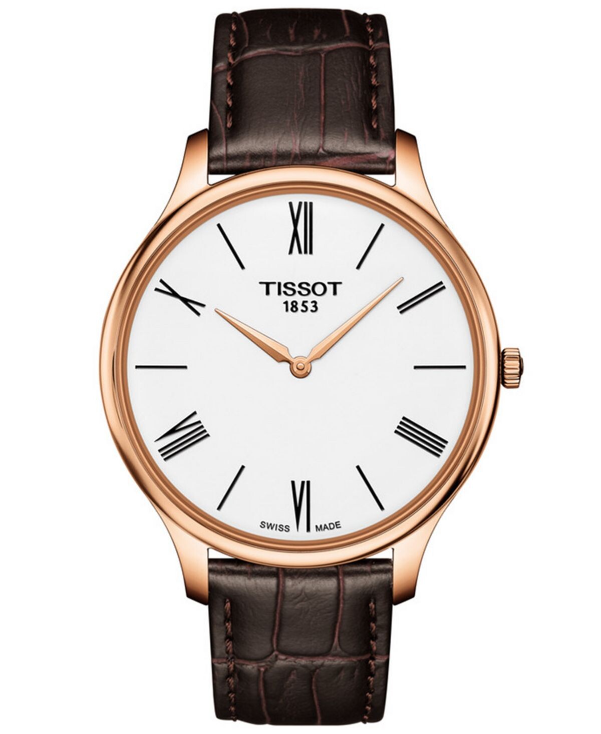 

Мужские швейцарские часы T-Classic Tradition 5.5 с коричневым кожаным ремешком, 39 мм Tissot