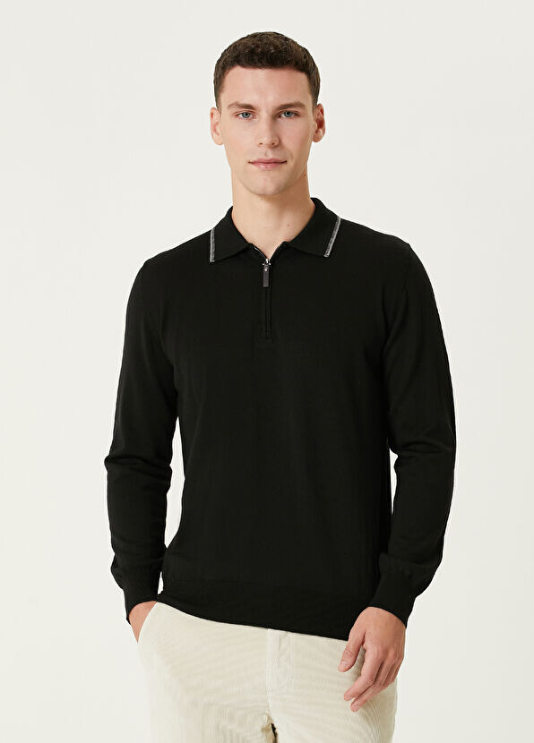 

Поло из шерстяного трикотажа Canali, черный