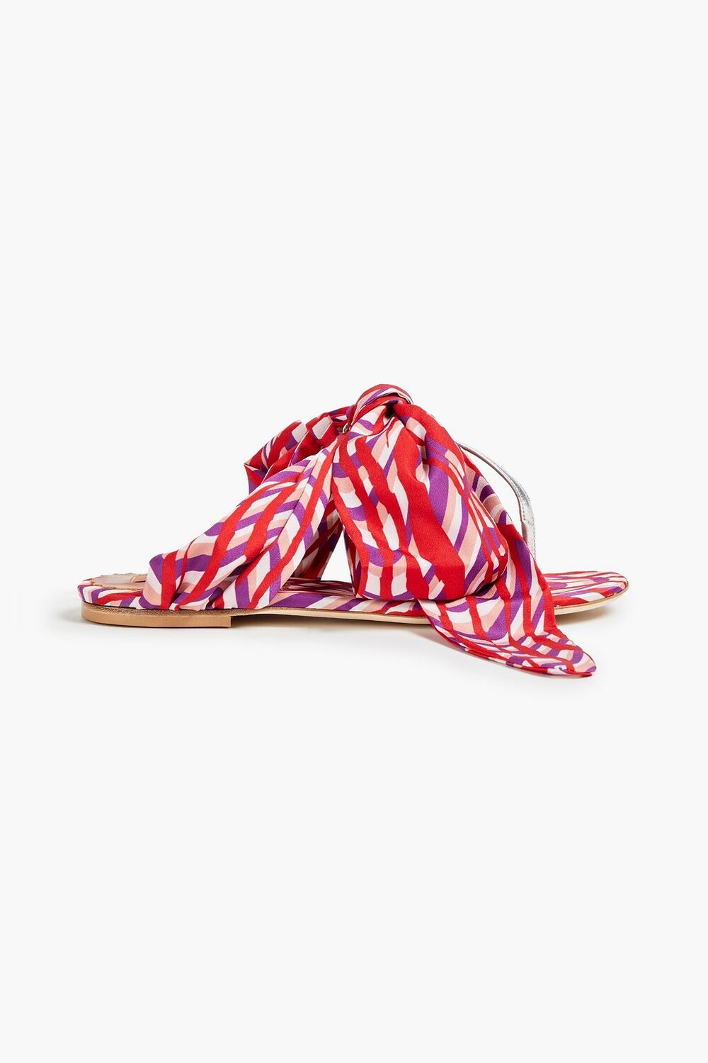 

Сандалии из атласа с принтом и кожи металлик MISSONI, красный