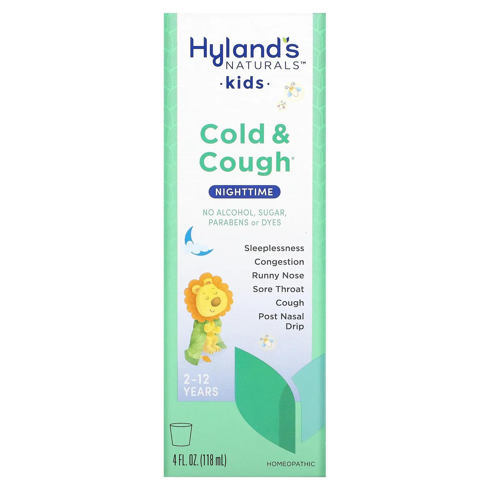 Hyland's Naturals 4 Kids Cold 'n Cough Nighttime Ages 2-12 4 fl oz (118 ml) hyland s 4 kids sore throat 2 12 years 4 fl oz 118 ml