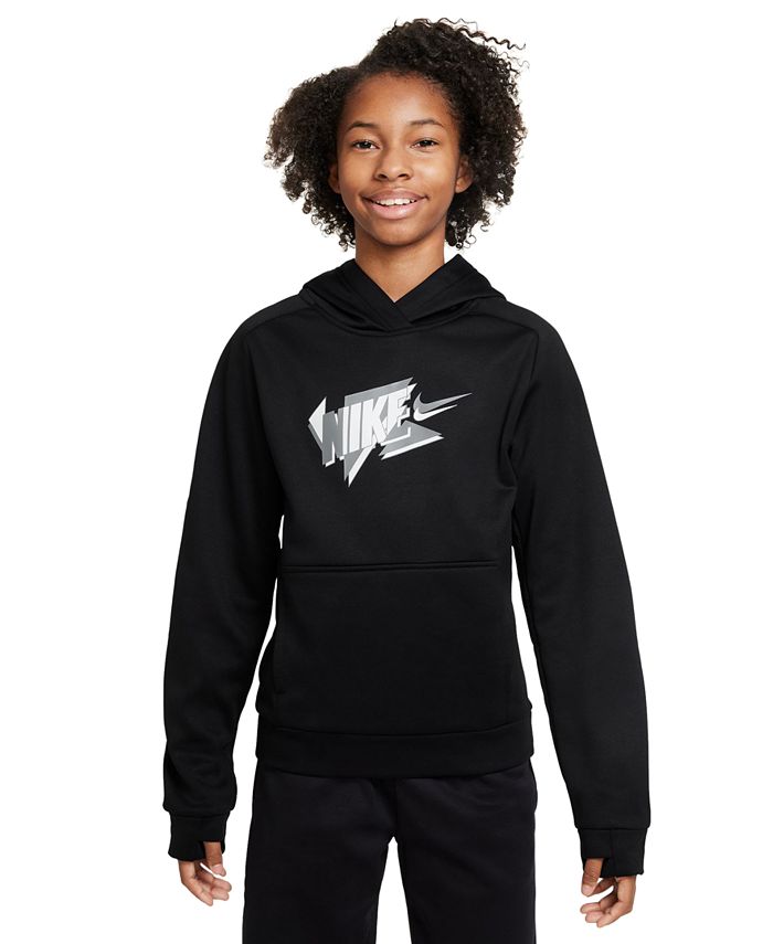 цена Флисовая толстовка с логотипом Big Kids Therma-FIT Nike, черный