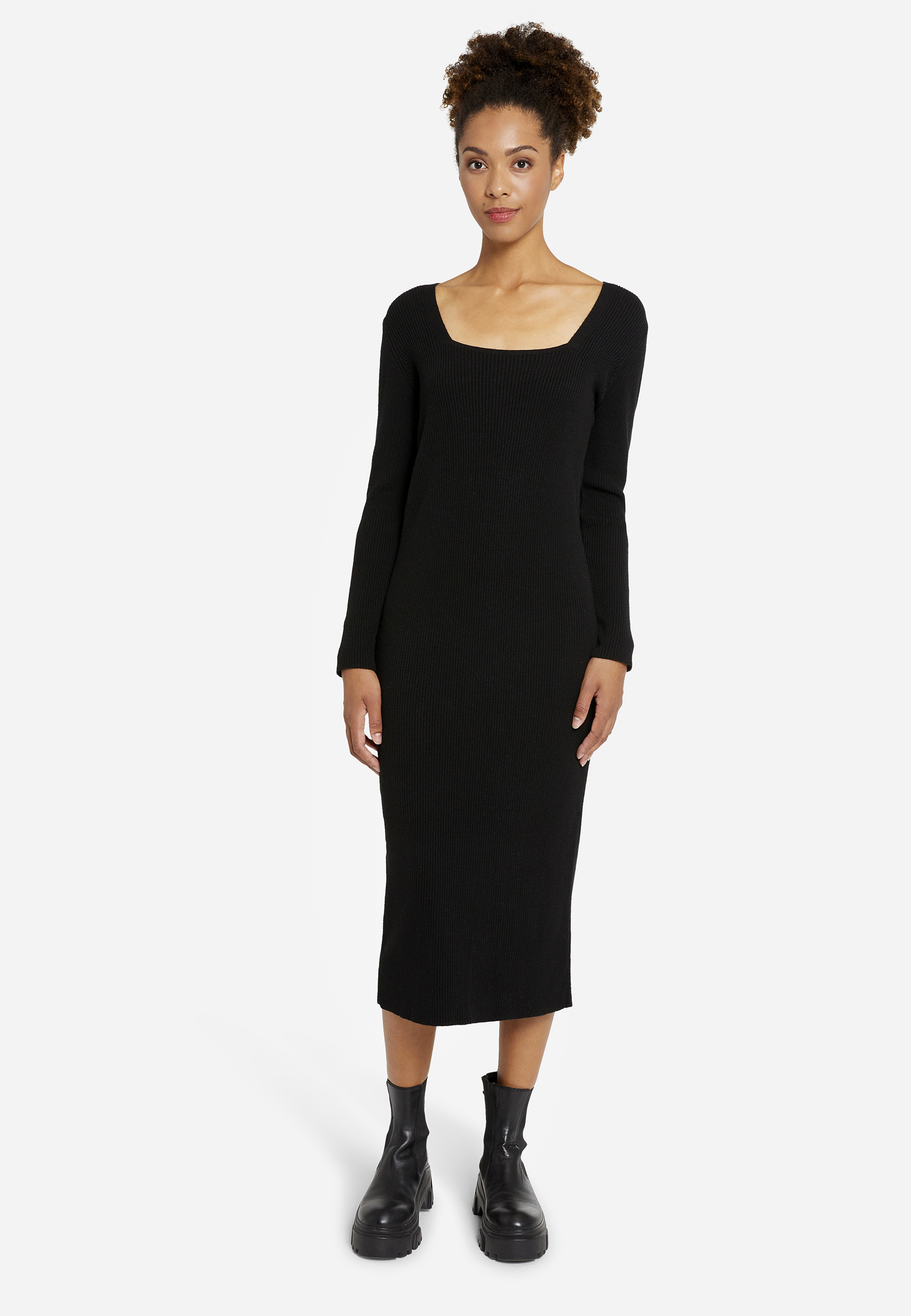 Платье Elisa&me Strick Straight Knit Dress S2, черный цена и фото