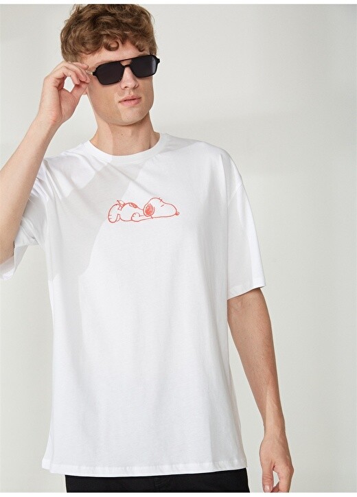 

Белая мужская футболка оверсайз с принтом Snoopy Never Say Never, Белый