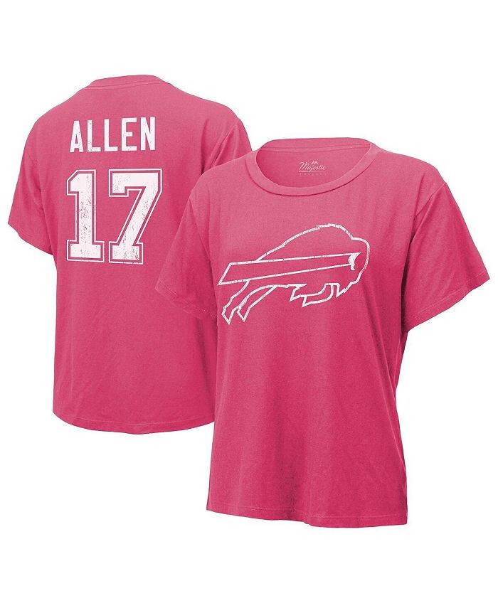 

Женские нитки Josh Allen Розовая футболка с рисунком Buffalo Bills с именем и номером Majestic, розовый