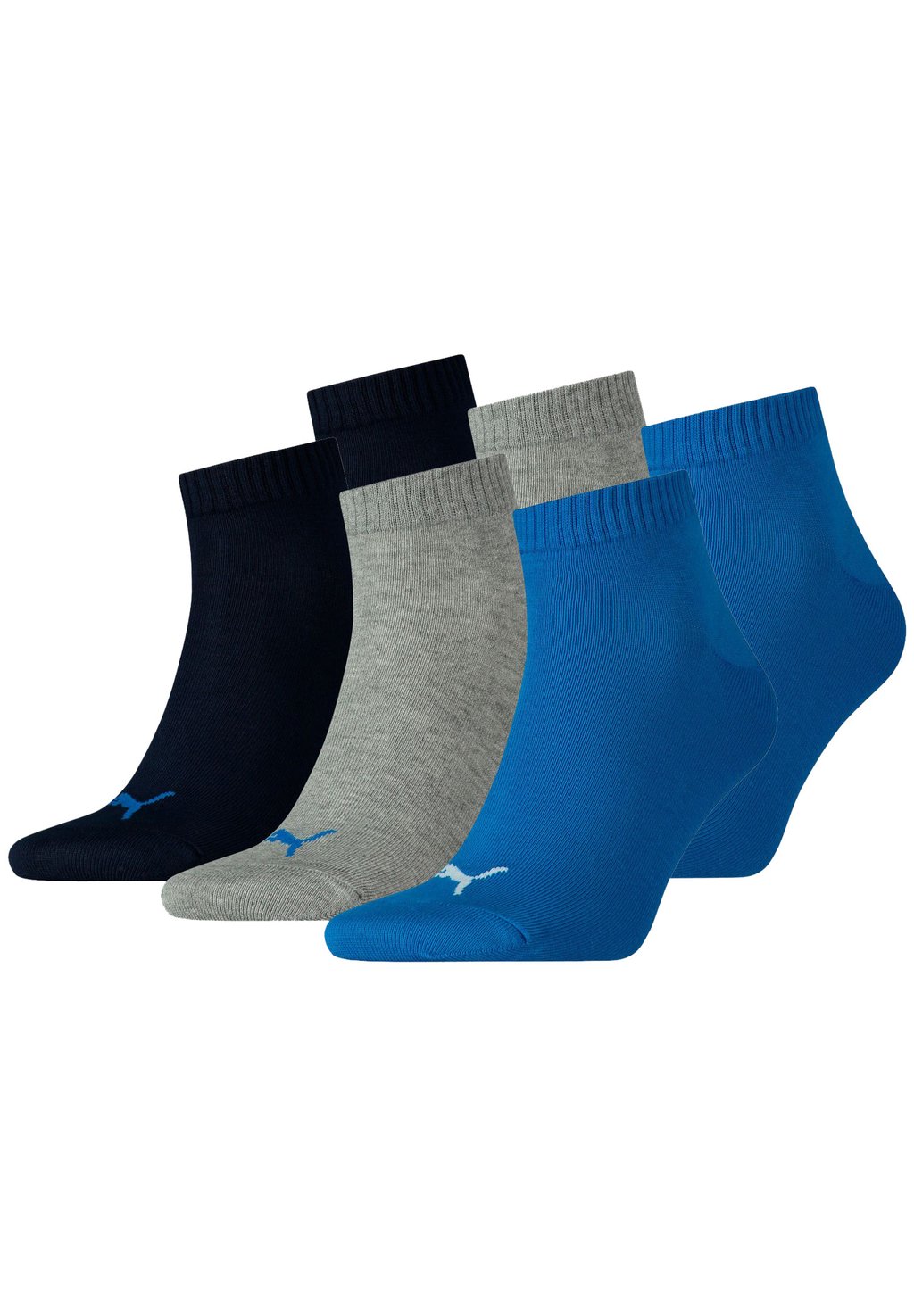 спортивные носки 6 pack unisex adidas performance цвет grey melange Спортивные носки 6 PACK UNISEX Puma, цвет blue / grey mélange