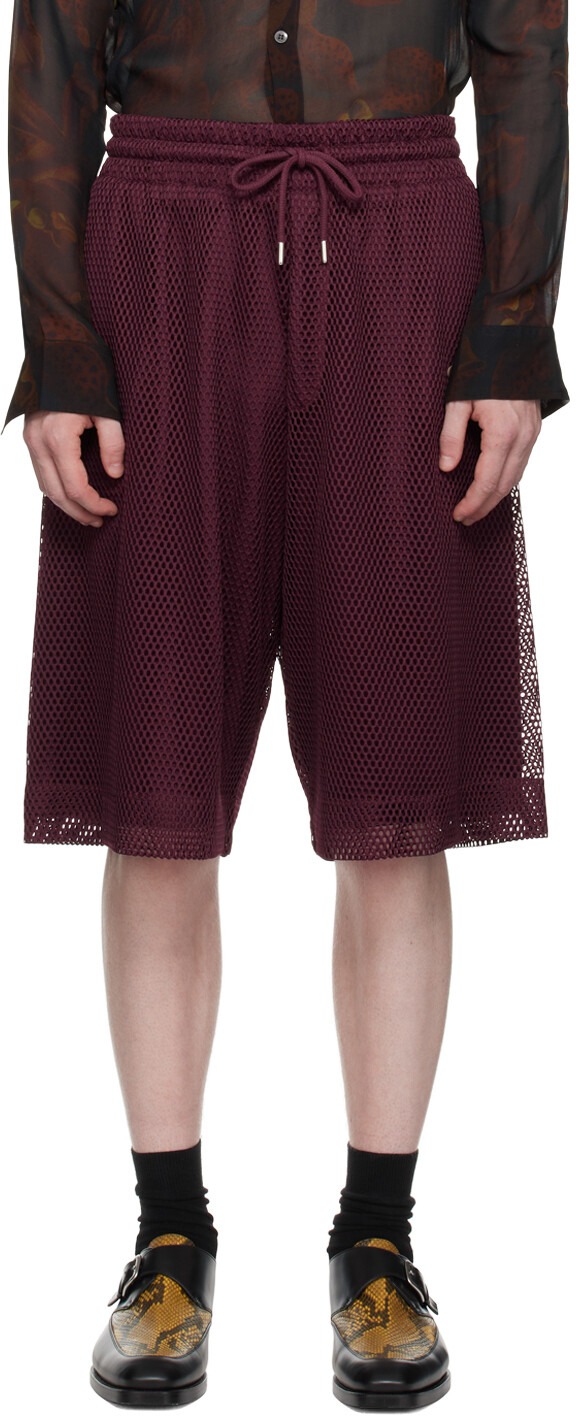 

Бордовые шорты со вставками Dries Van Noten