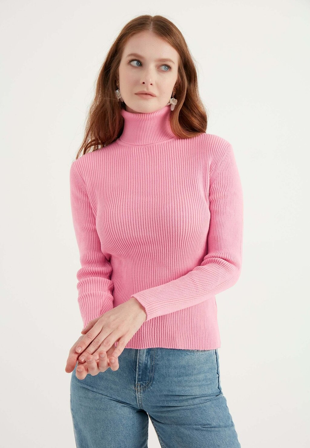 

Вязаный свитер BASIC TURTLENECK Herita, цвет light pink