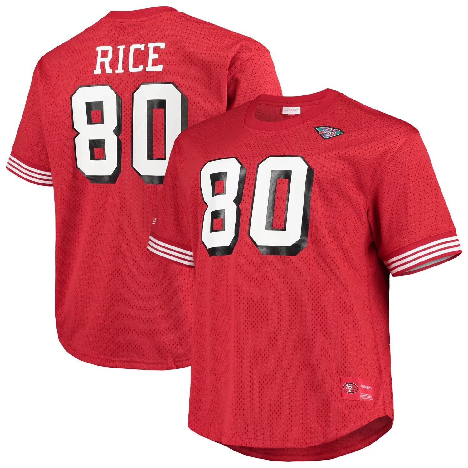 

Мужская сетчатая футболка Mitchell & Ness Jerry Rice Scarlet San Francisco 49ers Big & Tall Retired Player
