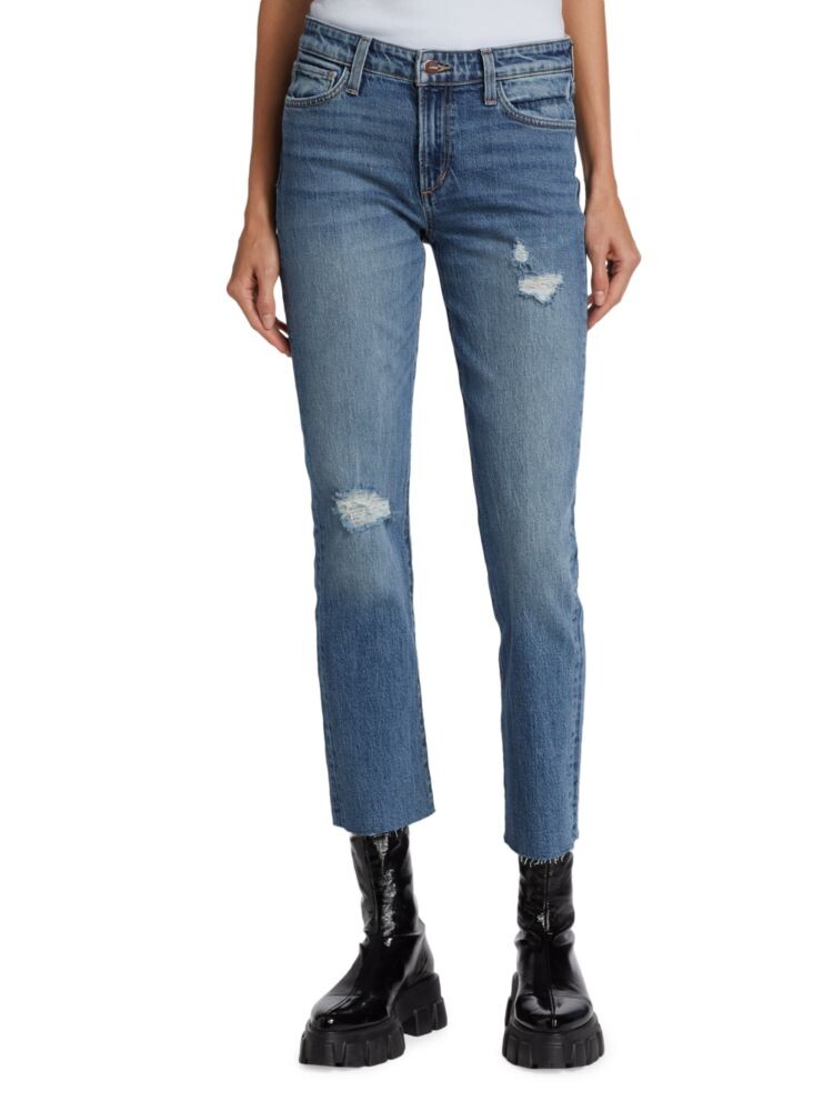 

Потертые джинсы скинни до щиколотки со средней посадкой Lara Joe'S Jeans, синий