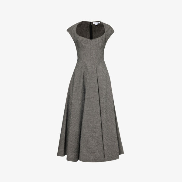 

Платье макси evasee с корсетом из эластичного льна Alaia, цвет granite