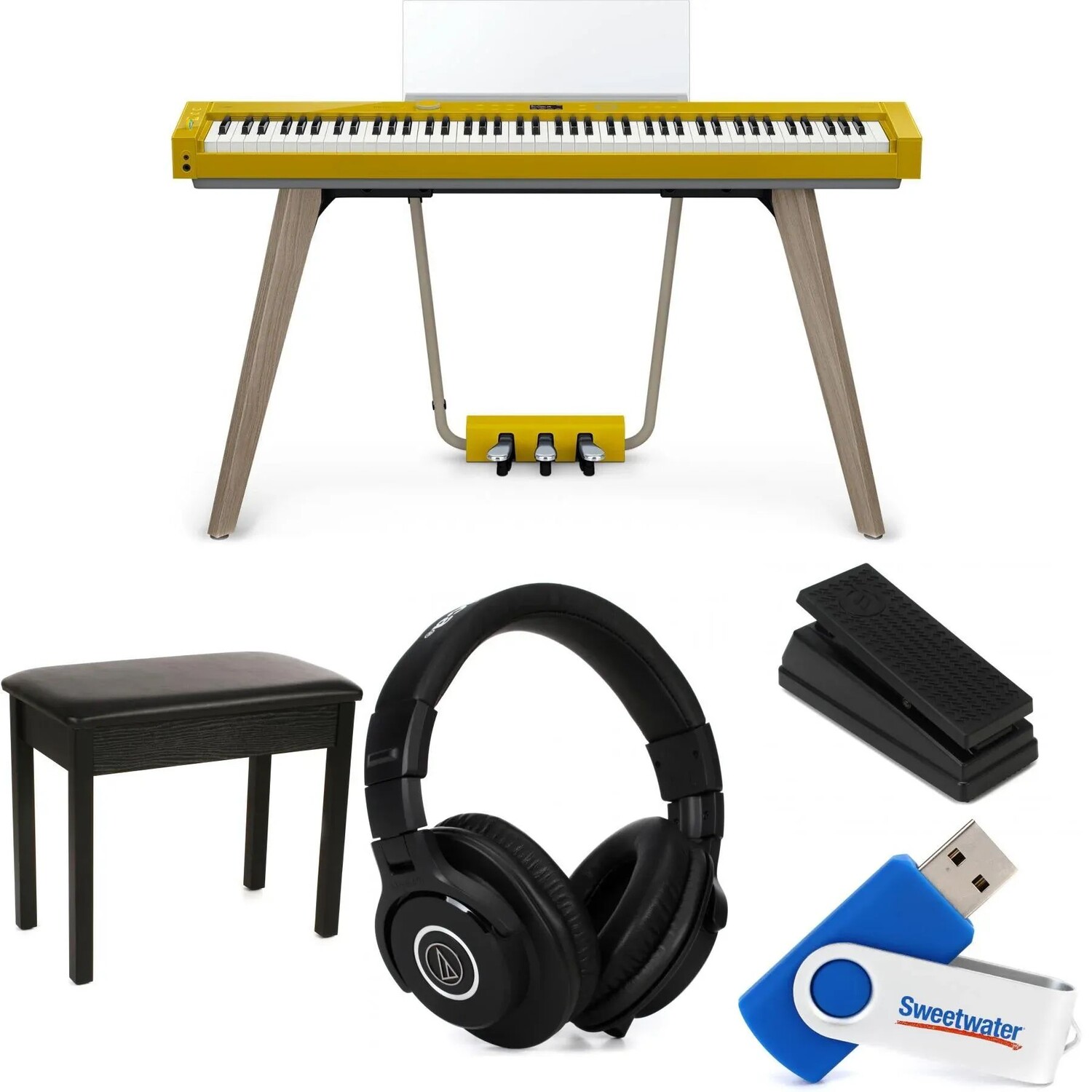 

Комплект цифрового пианино Casio PX-S7000 Essentials Plus — гармоничный горчичный цвет