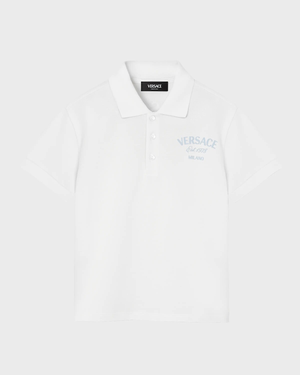 

Рубашка-поло для мальчика с логотипом Versace, цвет White/Multicolor