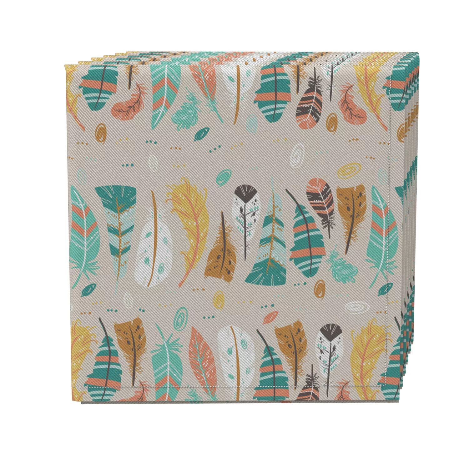 

Набор салфеток из 4 шт., 100 % хлопок, 20x20 дюймов, дизайн Tribal Feathers