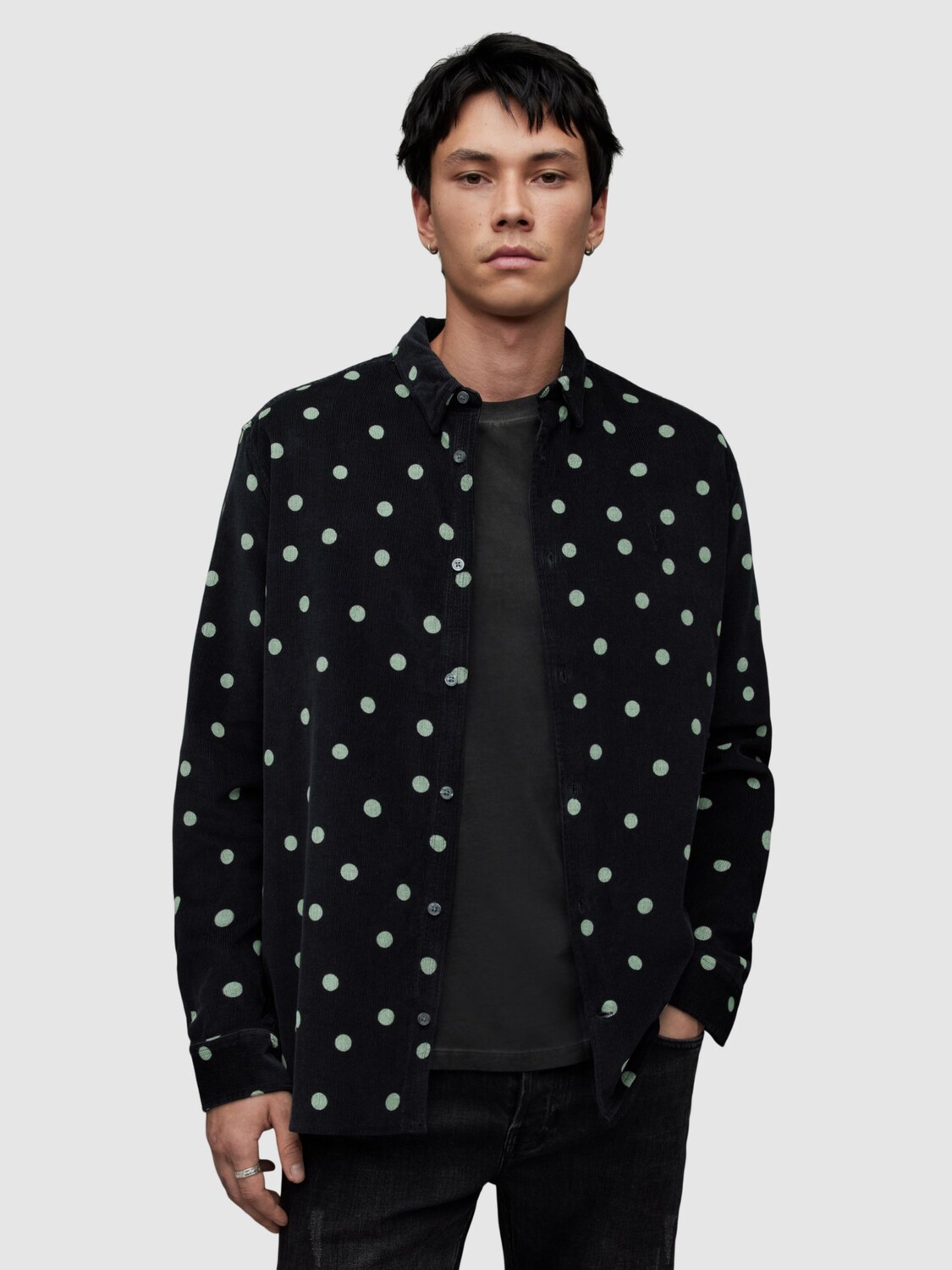 

Рубашка с длинным рукавом AllSaints, черно-белый