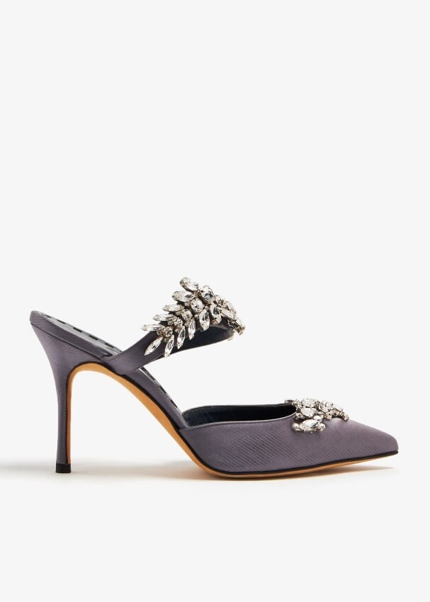 

Мюли Manolo Blahnik Lurum Satin, серый