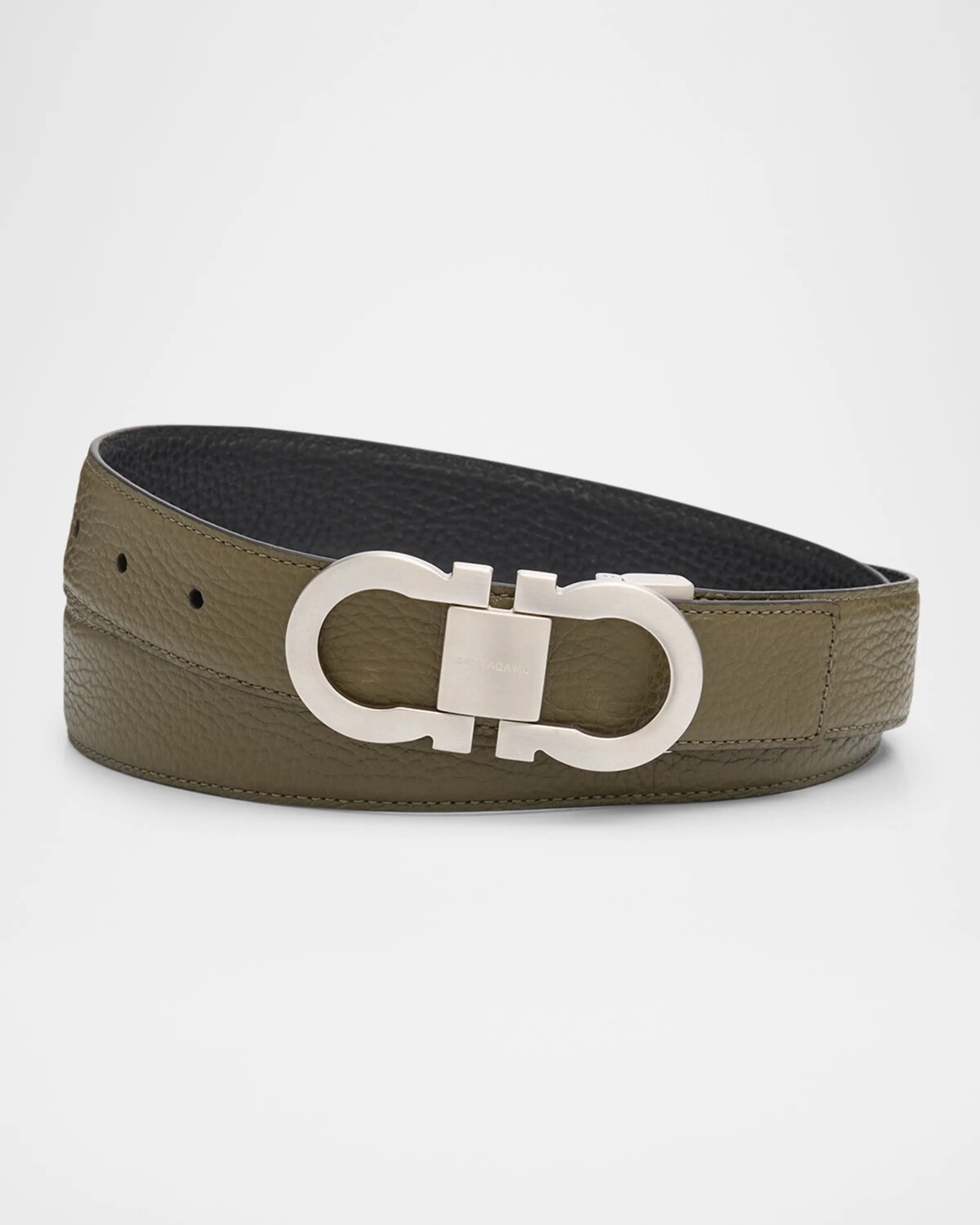 

Мужской двусторонний кожаный ремень Gancini Ferragamo, цвет New Olive