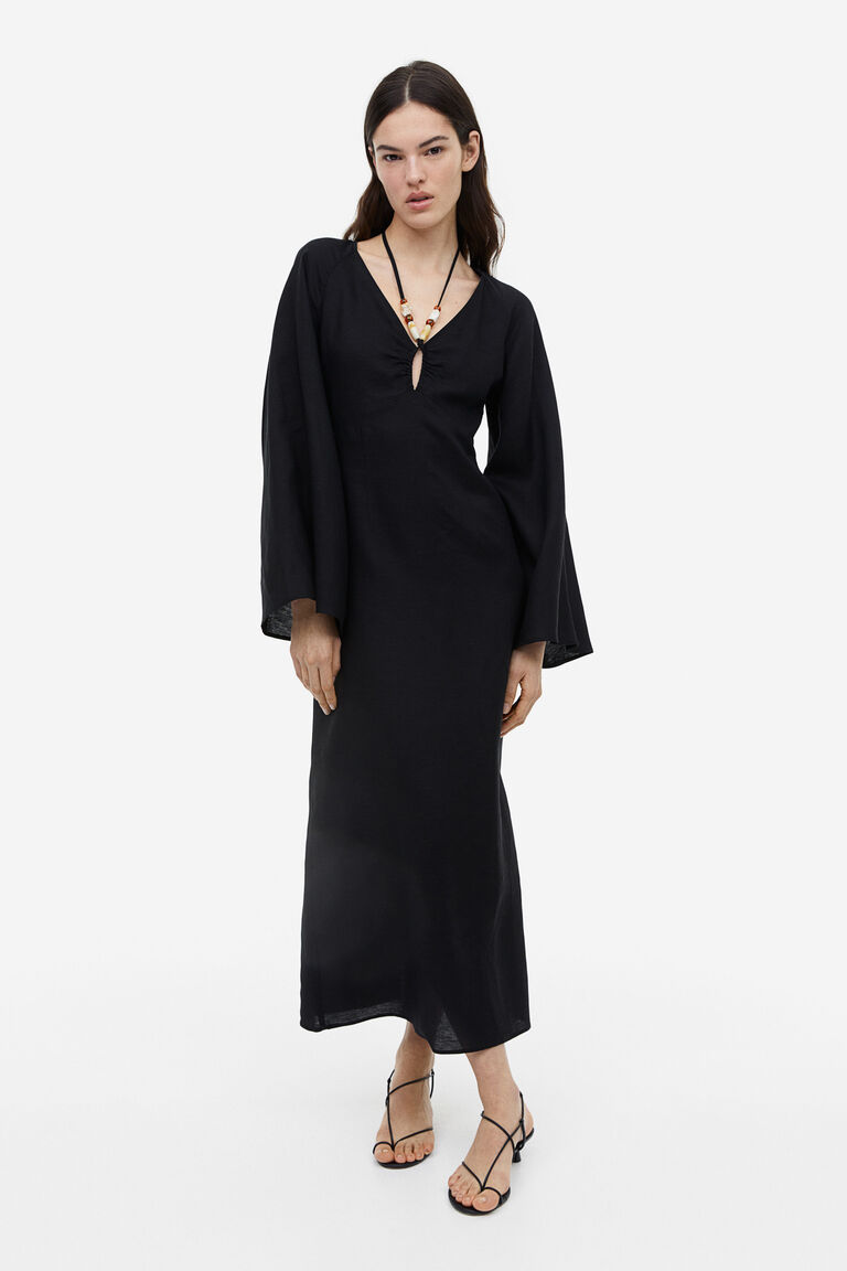 Платье из смесового льна H&M, черный