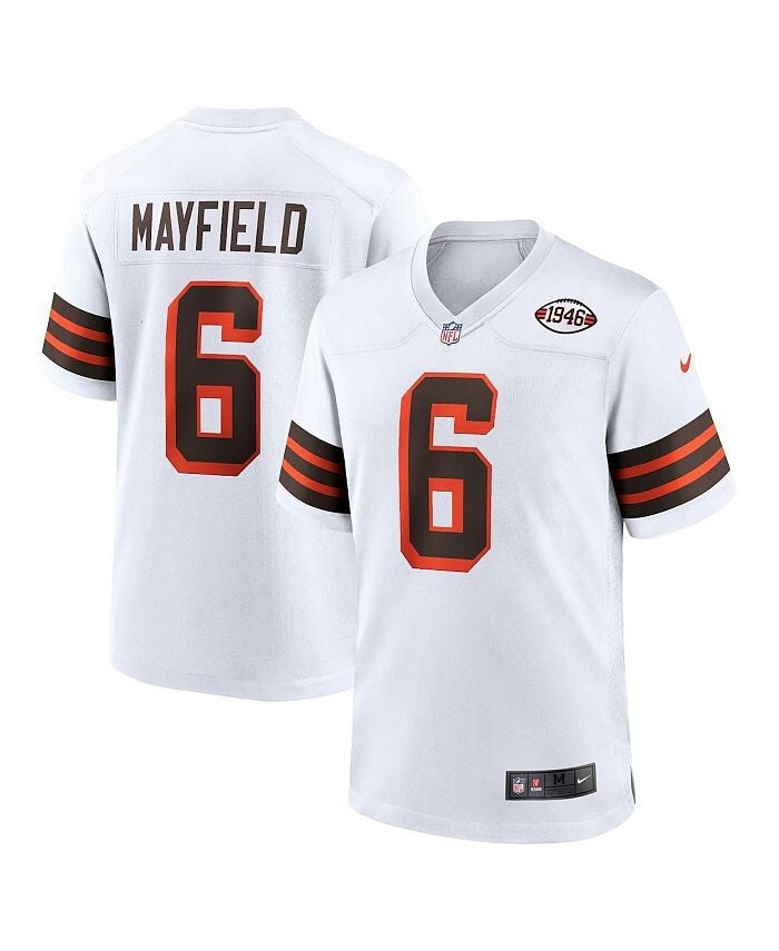 

Мужское джерси для альтернативной игры Baker Mayfield White Cleveland Browns 1946 Collection Nike, белый