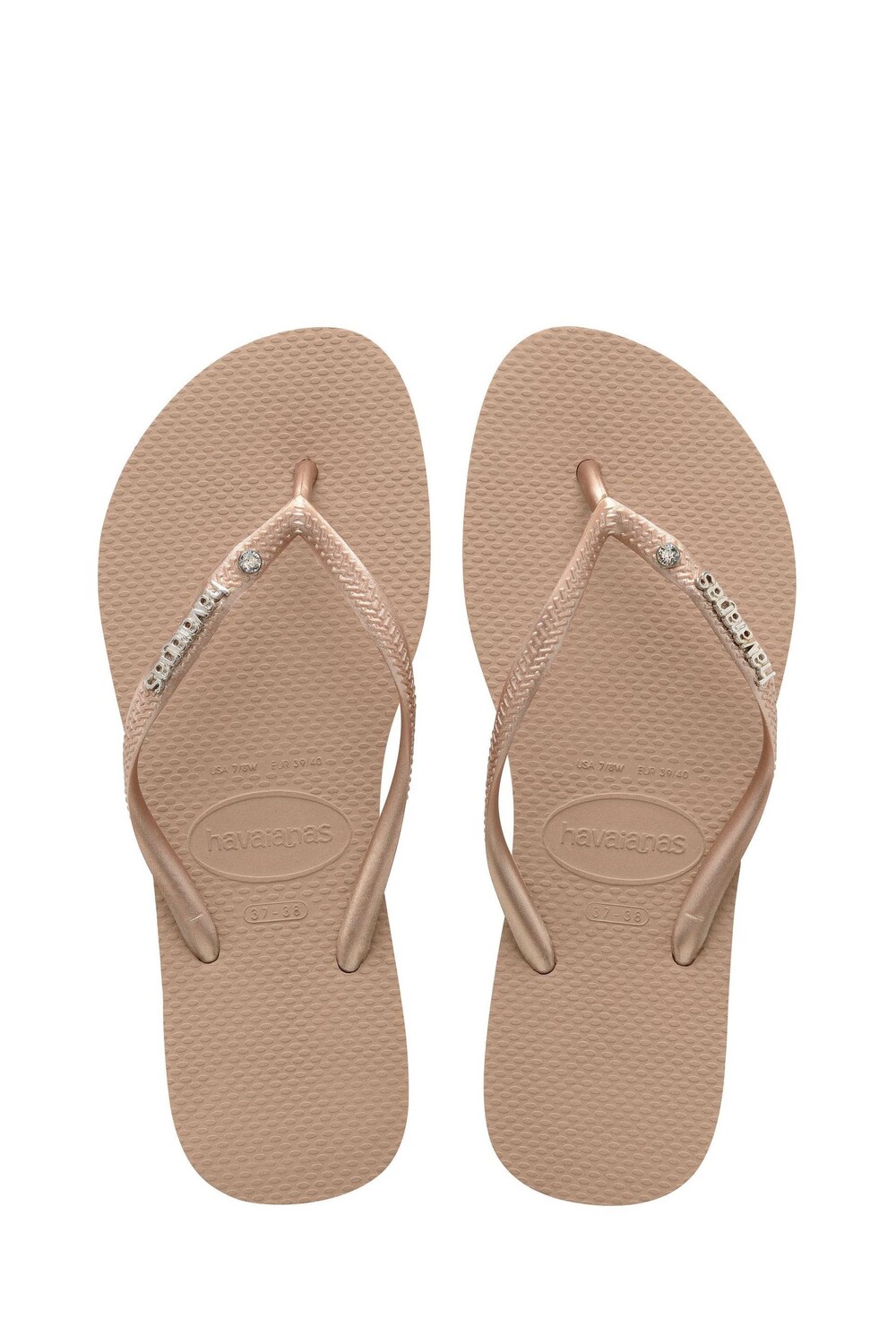 

Узкие шлепанцы с металлическим логотипом и кристаллами Havaianas, желтый
