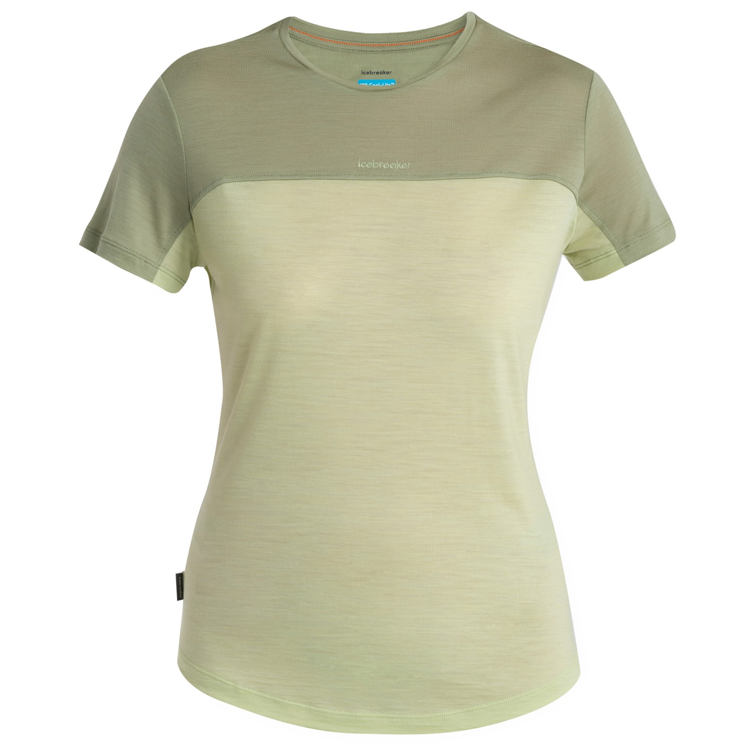 цена Рубашка из мериноса Icebreaker Women's Cool Lite Sphere III S/S Tee CB, цвет Glazen/Lichen/Colour Block