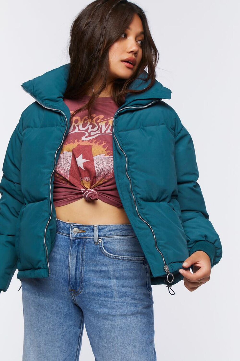 

Стеганая куртка-пуховик Forever 21, синий