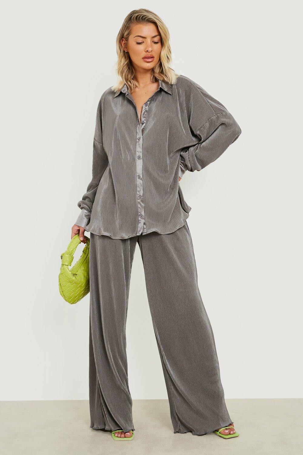 

Брюки плиссированного нима premium Boohoo, серый