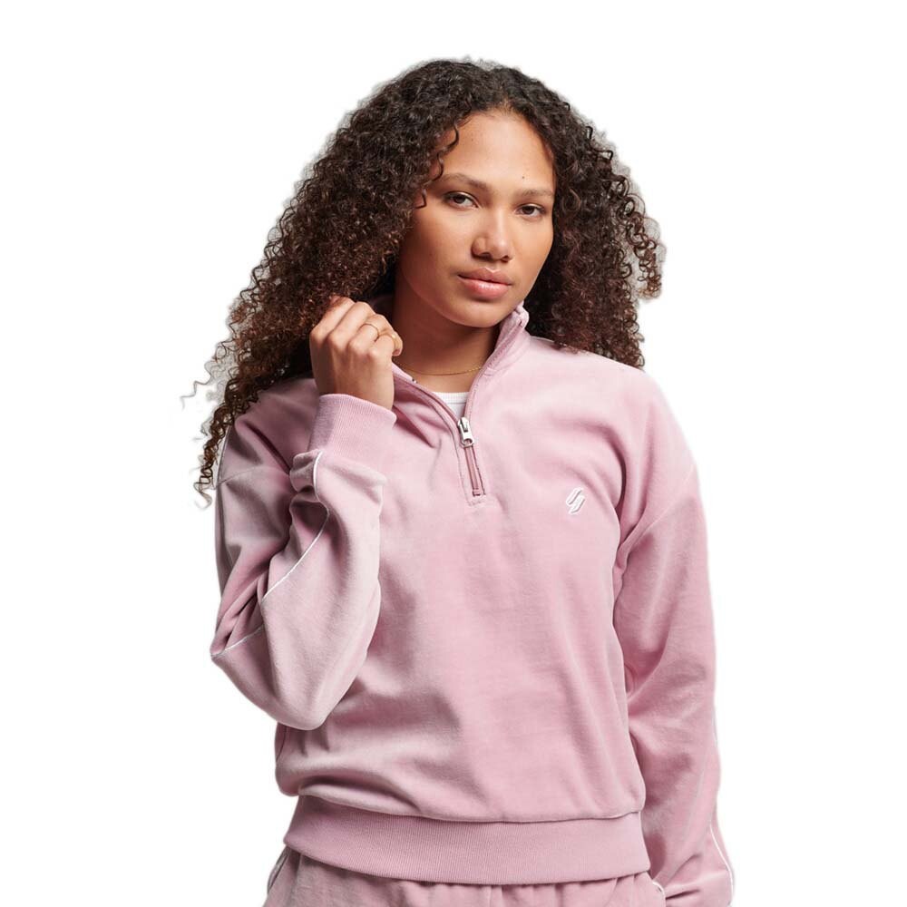 

Толстовка Superdry Code Velour Henley Half Zip, розовый