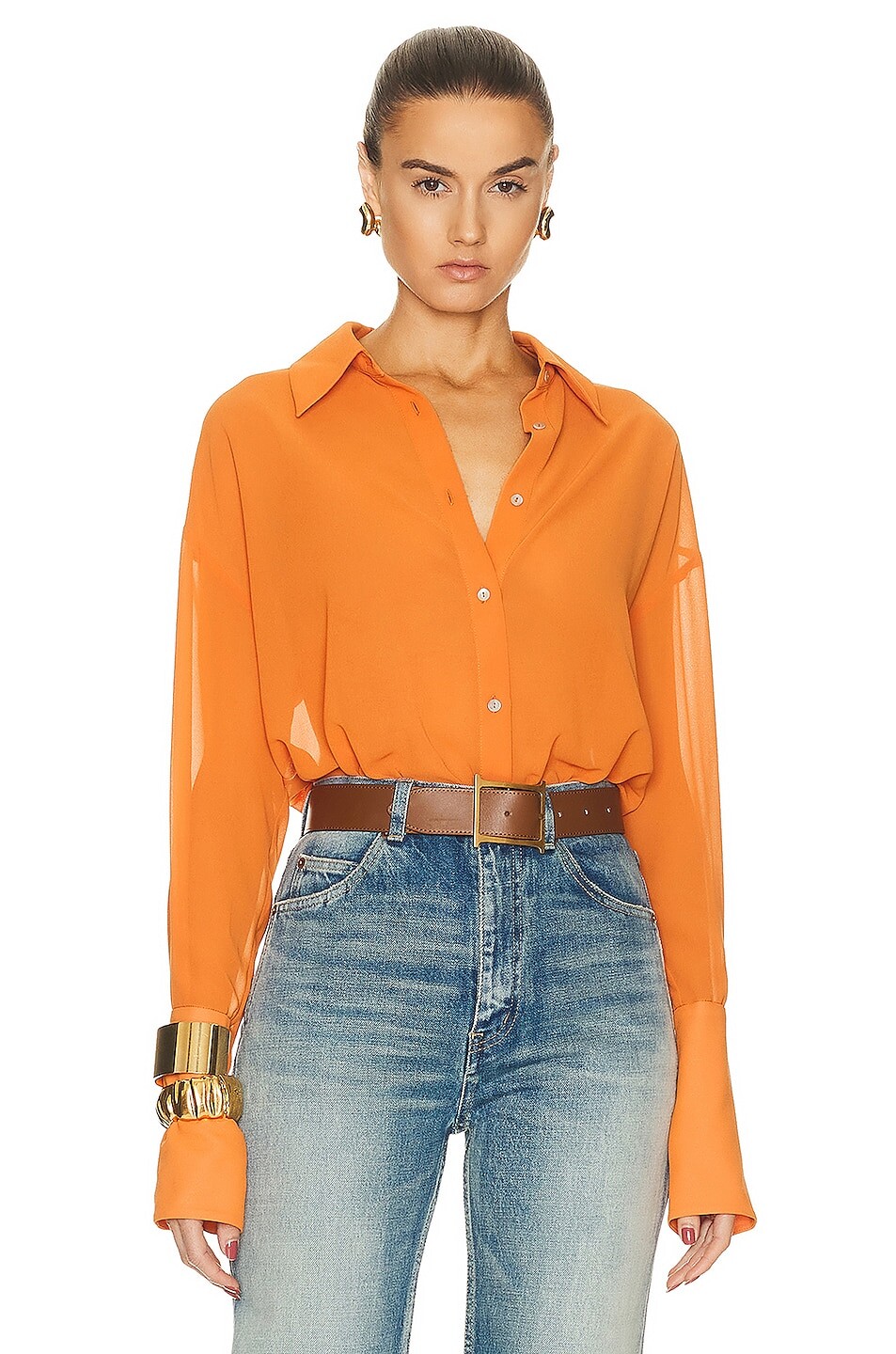

Рубашка Helsa Sheer Button Slim, оранжевый