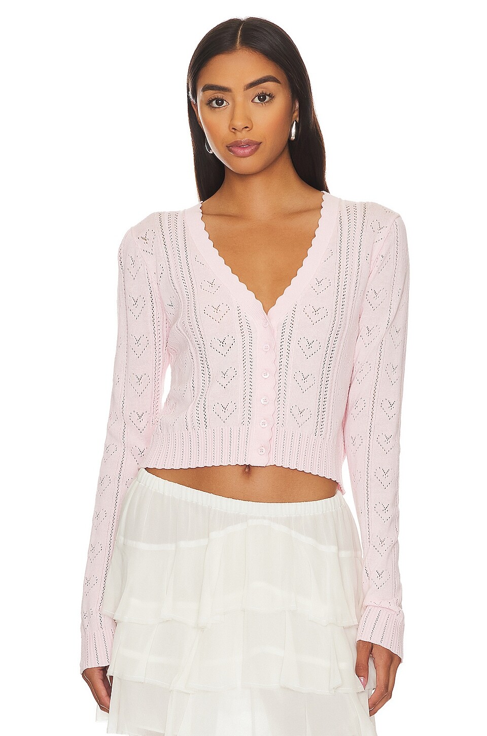 

Кардиган LoveShackFancy Petra Crop, цвет Pale Rose