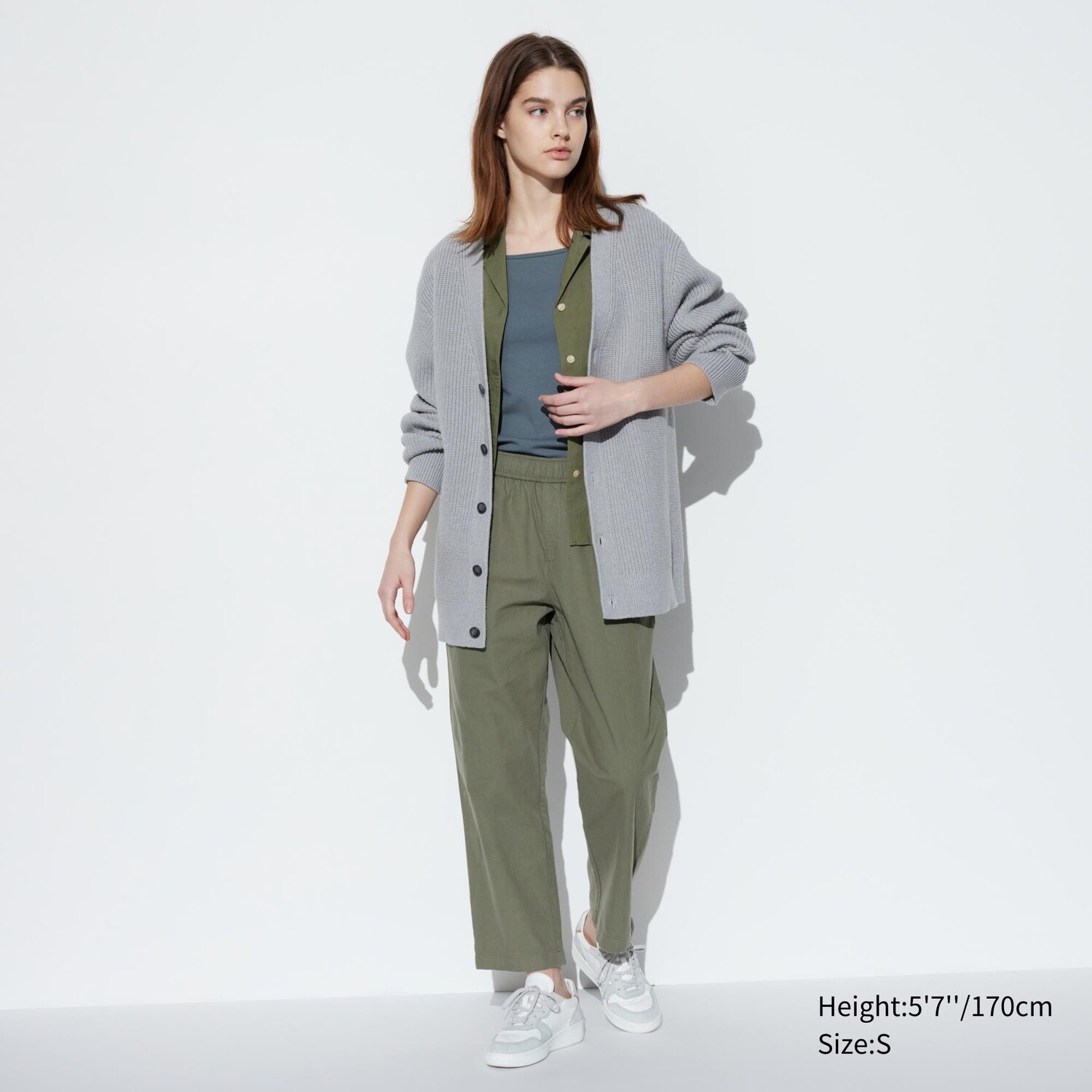 

Хлопковые брюки relax UNIQLO, оливковый