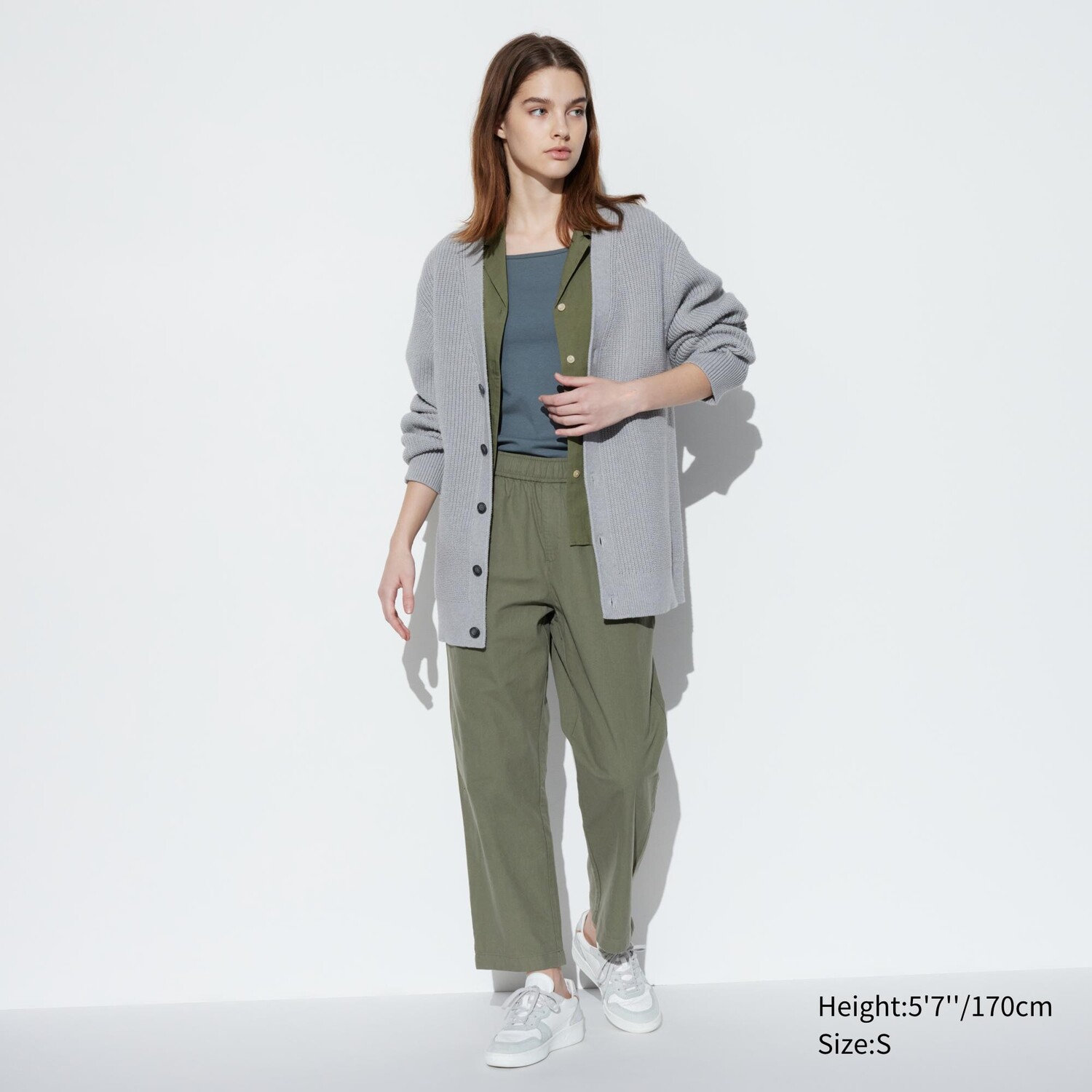 Хлопковые брюки relax UNIQLO, оливковый брюки uniqlo smart хлопковые удлиненные оливковый