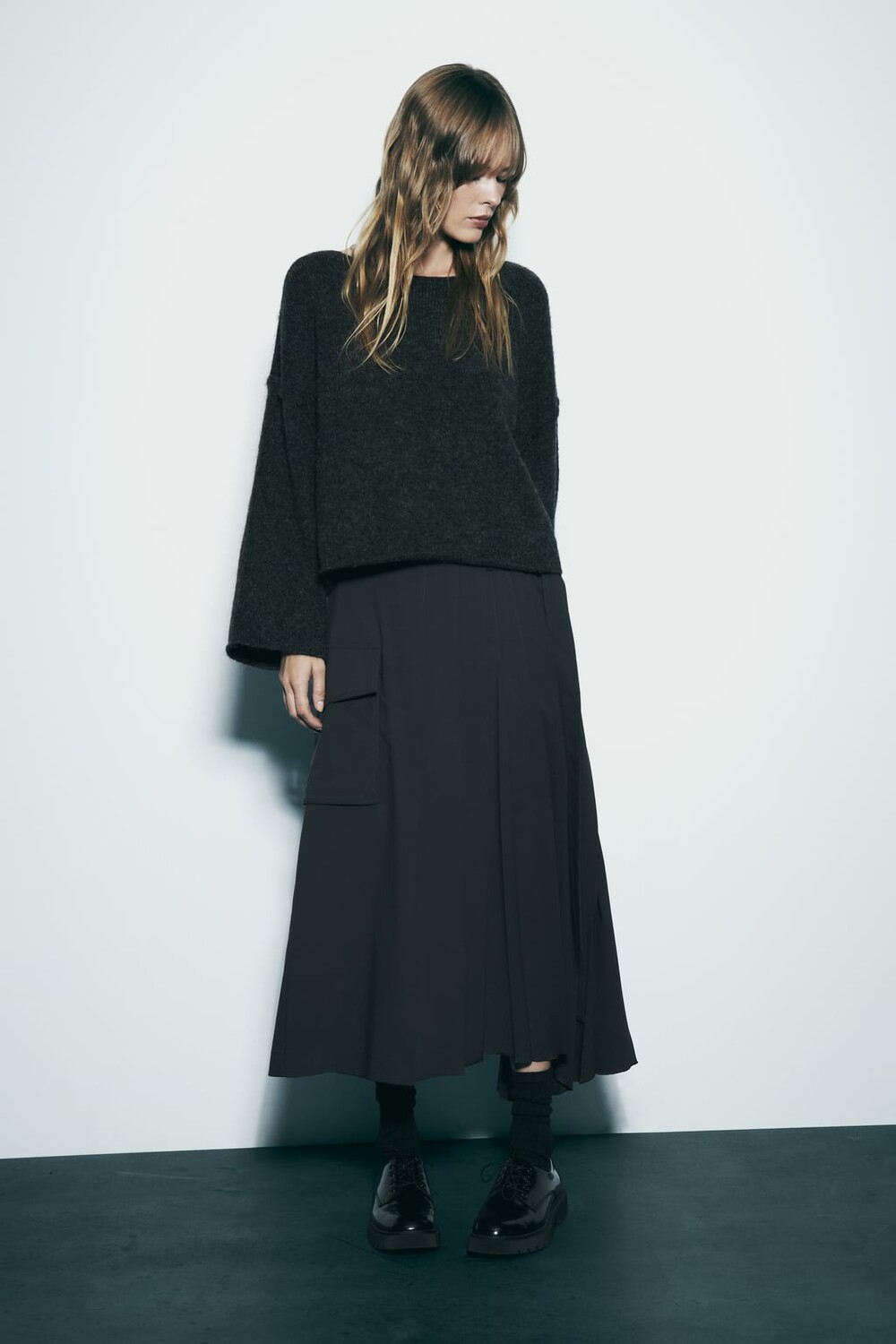 

Свитер из смеси кашемира и шерсти ZARA, серый