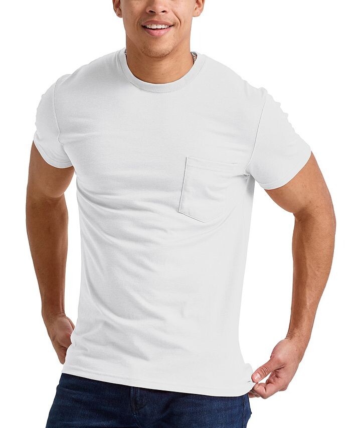 

Мужская футболка Originals Tri-Blend с короткими рукавами и карманами Hanes, белый