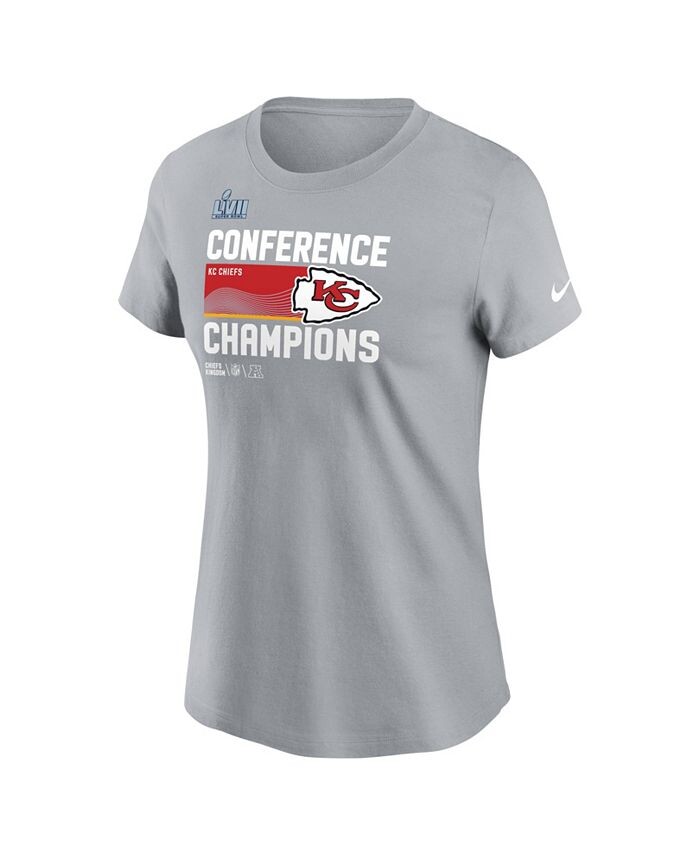 

Женская серая футболка Kansas City Chiefs 2022 AFC Champions Trophy Collection Nike, серый