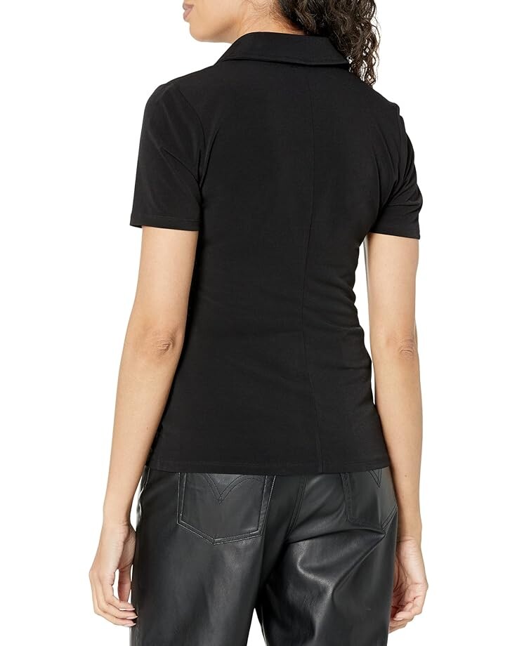 

Топ Michael Kors Button Front Ruched Top, черный