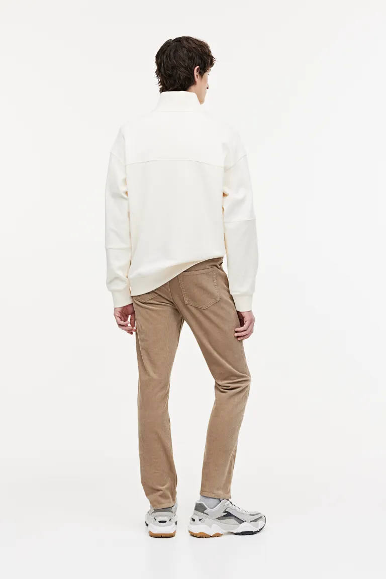 

Вельветовые брюки slim fit H&M, бежевый