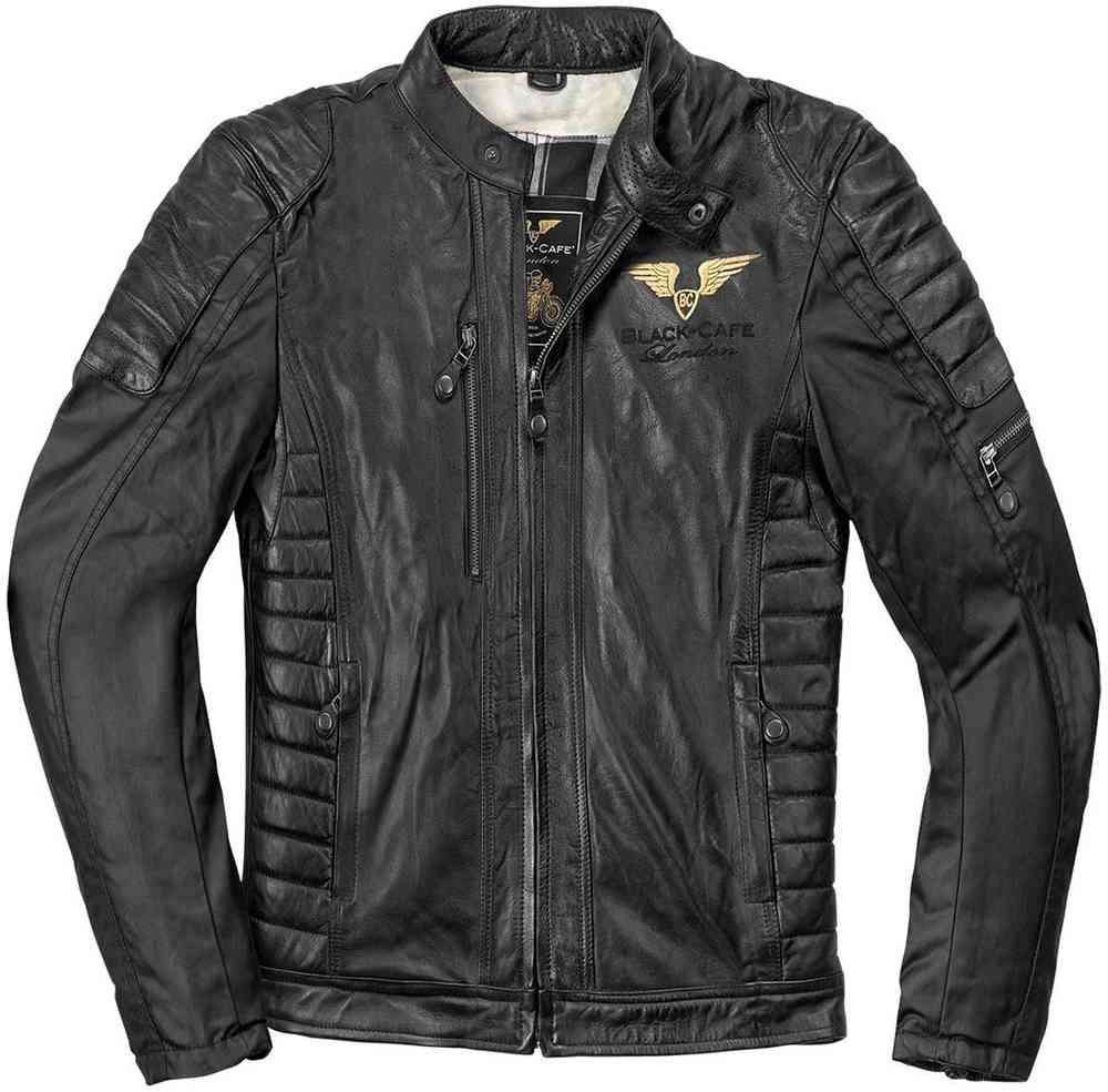 Тегеранская кожаная мотоциклетная куртка Black-Cafe London, черный цена и фото