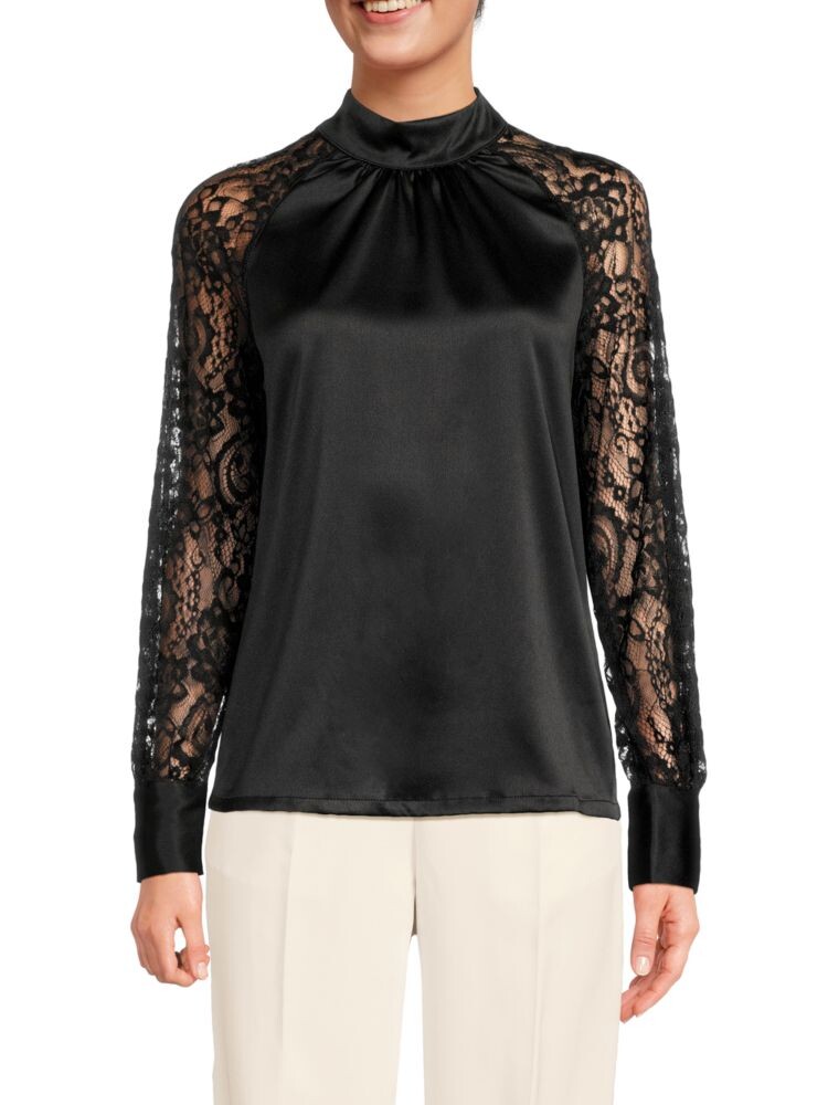 

Блузка из атласа и кружева Saks Fifth Avenue, черный