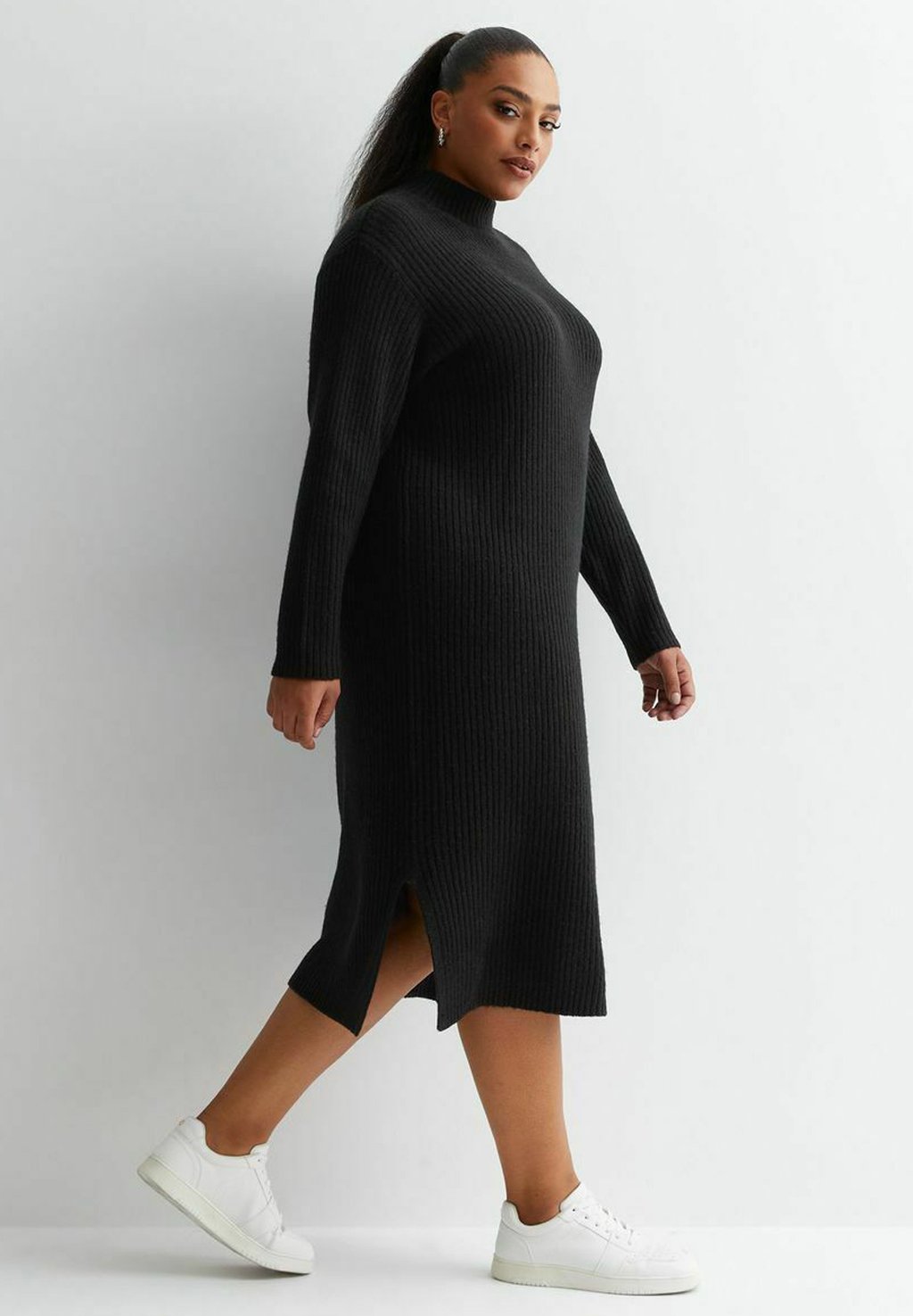 Трикотажное платье CURVES HIGH NECK New Look Curves, цвет black
