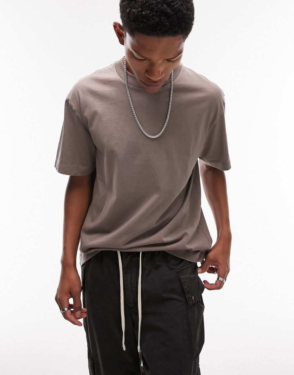 

Коричневая футболка оверсайз Topman, Коричневый