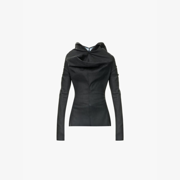 

Топ с длинными рукавами из эластичного денима с покрытием Rick Owens, черный