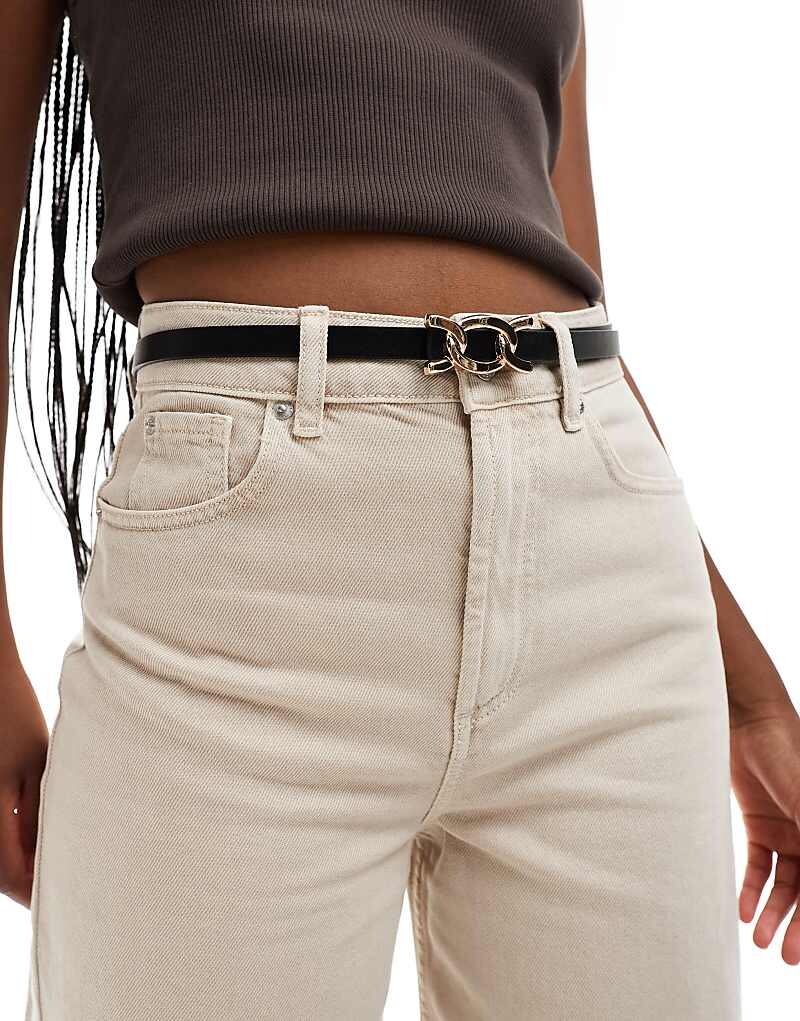 

Черный поясной и набедренный ремень для джинсов ASOS DESIGN с пряжкой