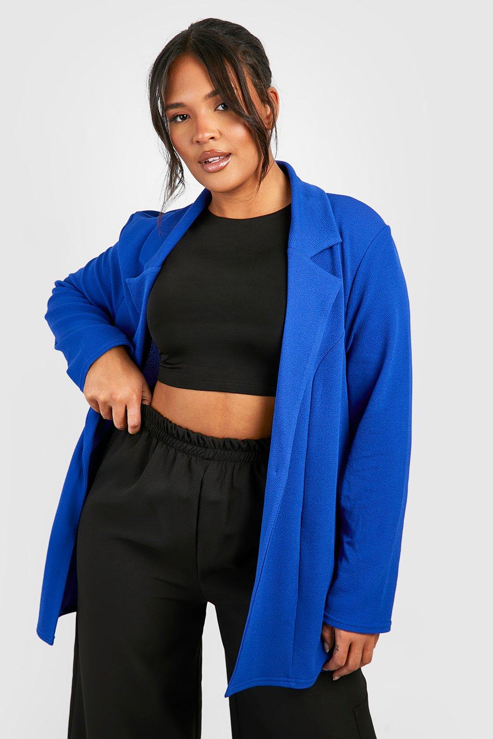 Базовый пиджак из джерси Plus на одной пуговице boohoo, синий