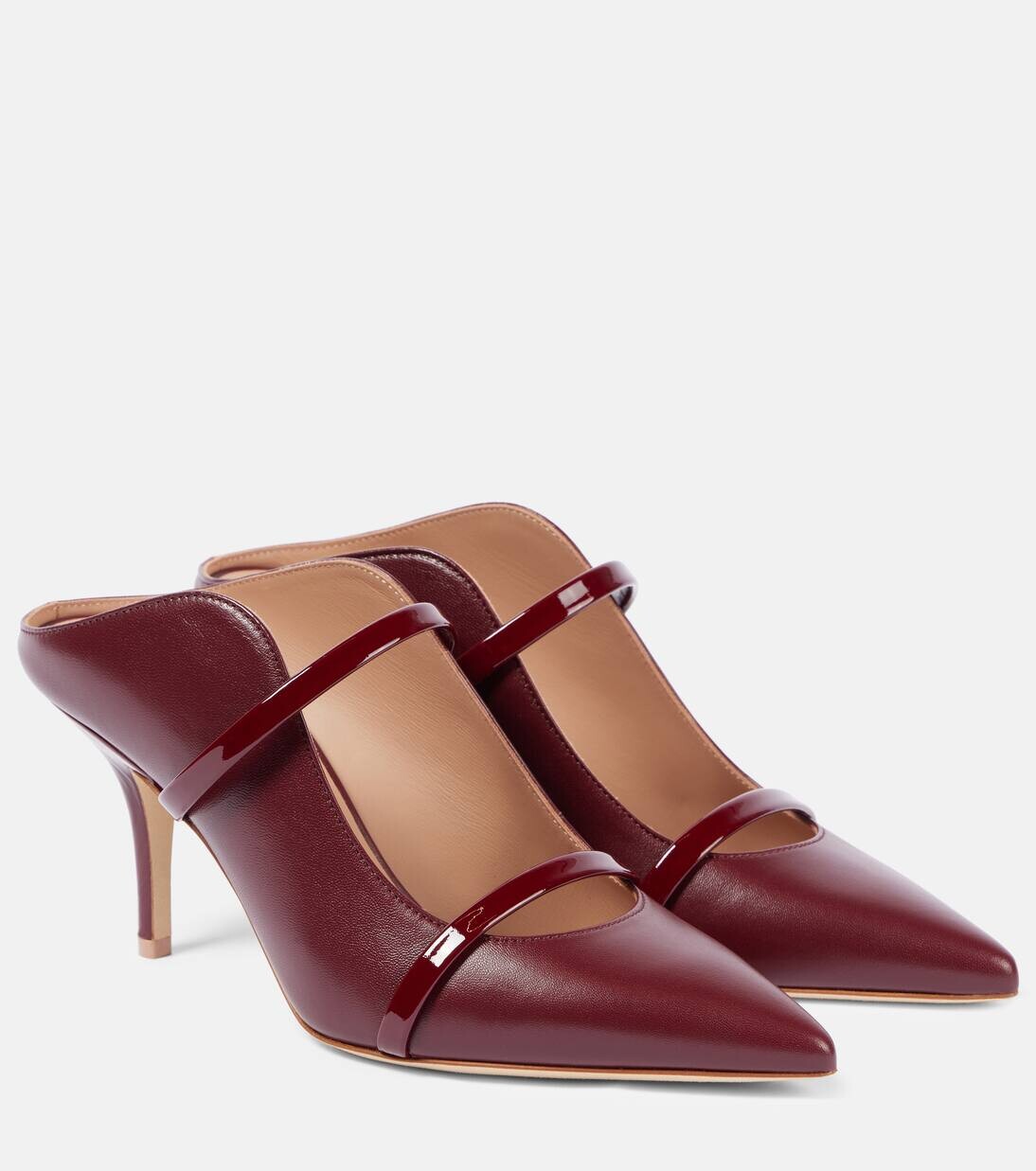 

Кожаные мюли Maureen 70 Malone Souliers, цвет rosewood/rosewood