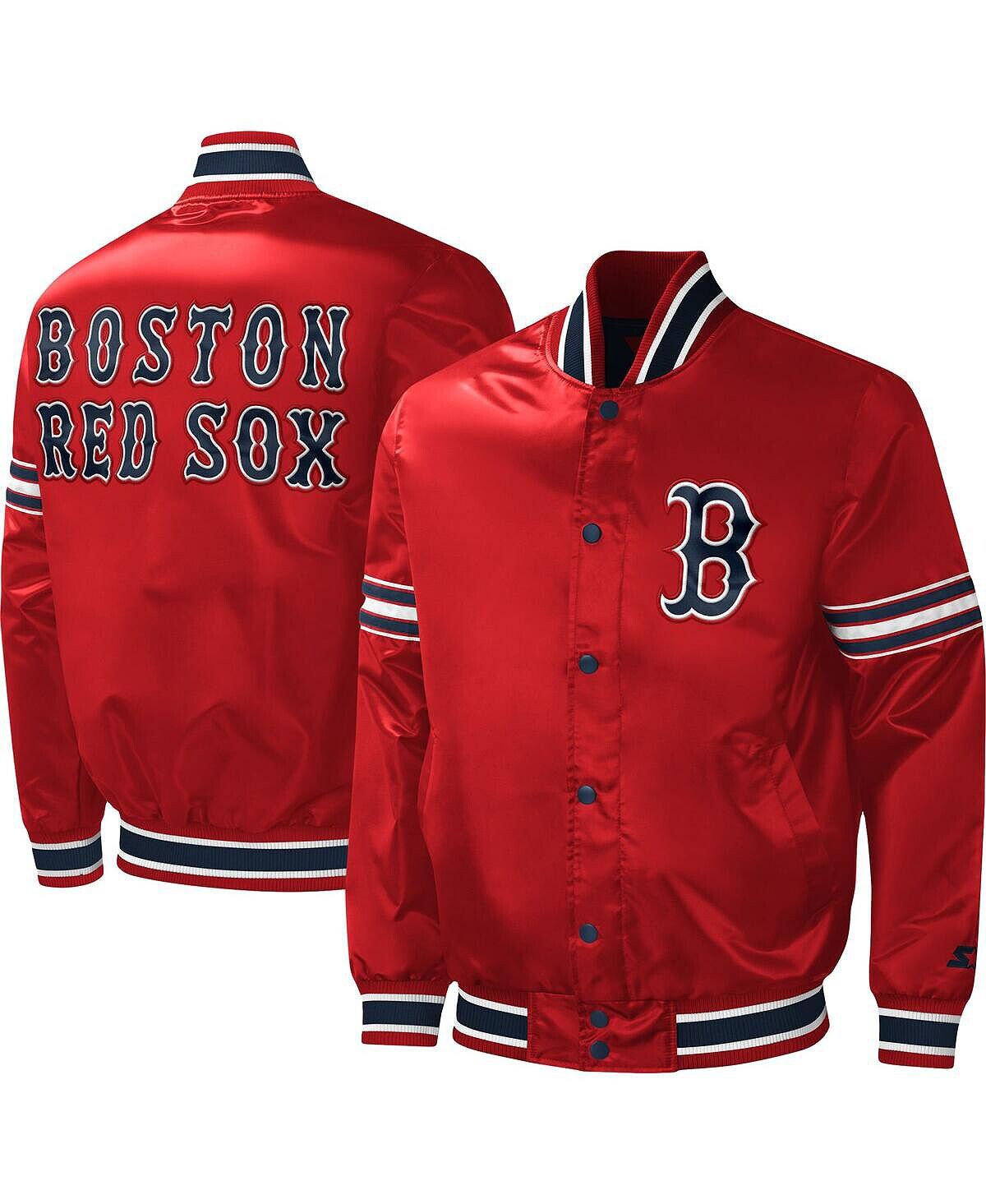 

Мужская красная университетская атласная куртка с длинными кнопками Boston Red Sox Midfield Red Sox Starter, Красный