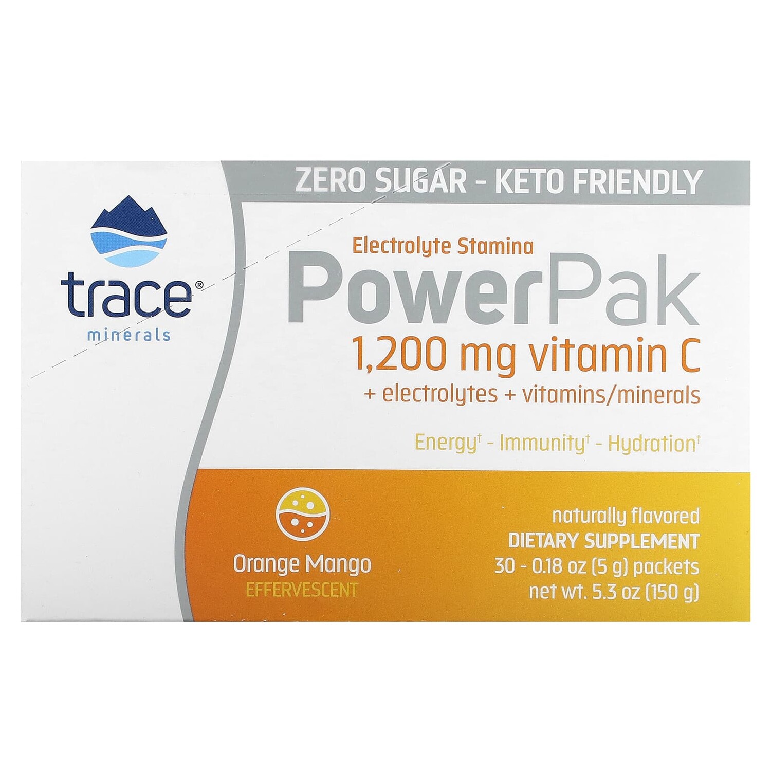 

PowerPak, апельсин и манго, 30 пакетиков по 5 г (0,18 унции), Trace Minerals